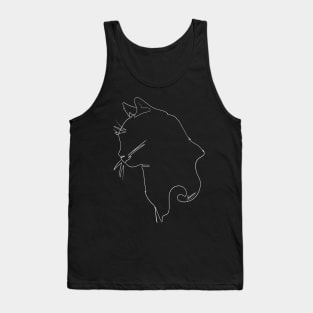 Cat Silhouette White Lineart Tank Top